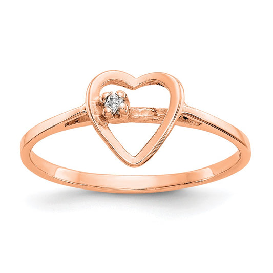 14k Rose Gold A Real Diamond heart ring