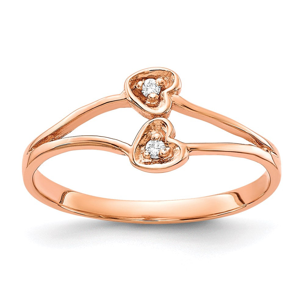 14k Rose Gold A Real Diamond heart ring