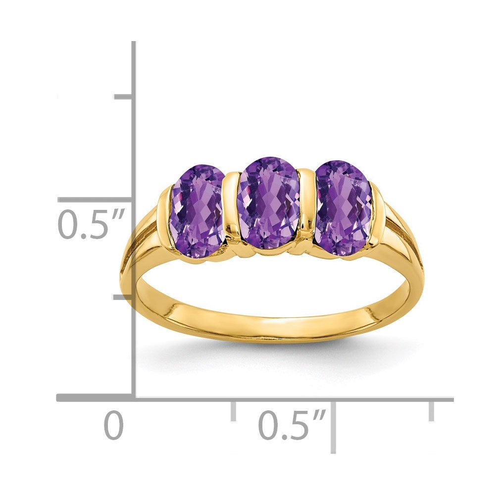 14K Yellow Gold 6x4mm Oval Amethyst ring