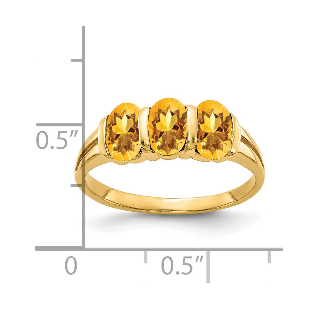 Solid 14k Yellow Gold 6x4mm Oval Simulated Citrine Ring