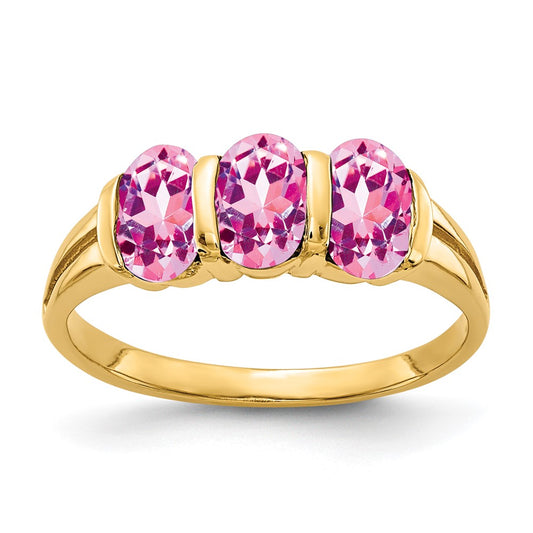 14K Yellow Gold 6x4mm Oval Pink Sapphire ring