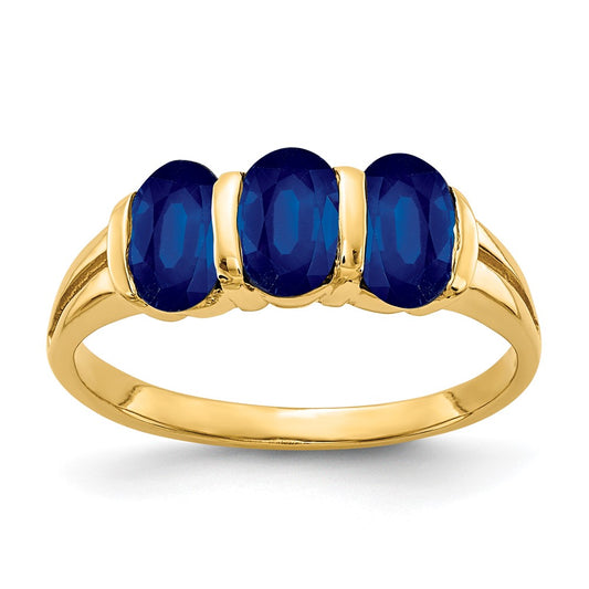 14K Yellow Gold 6x4mm Oval Sapphire ring