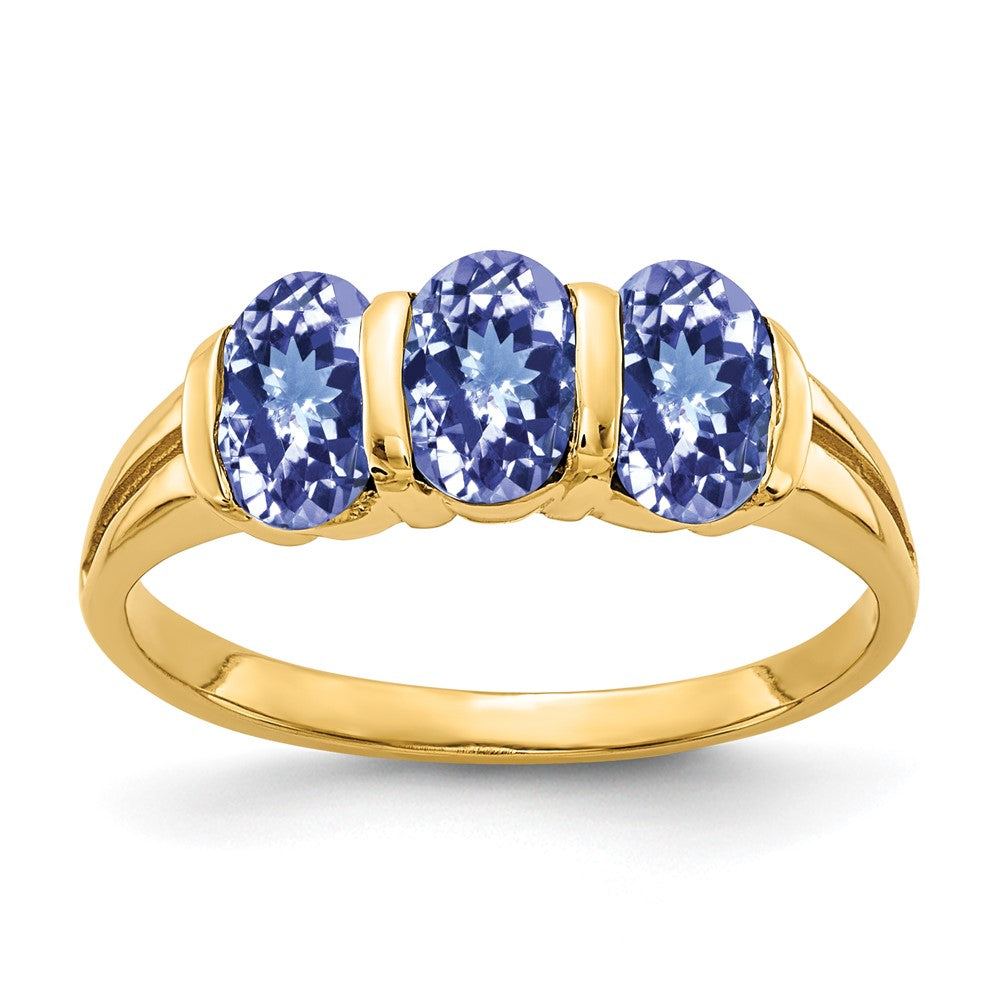 14k Yellow Gold 6x4mm Oval Tanzanite ring