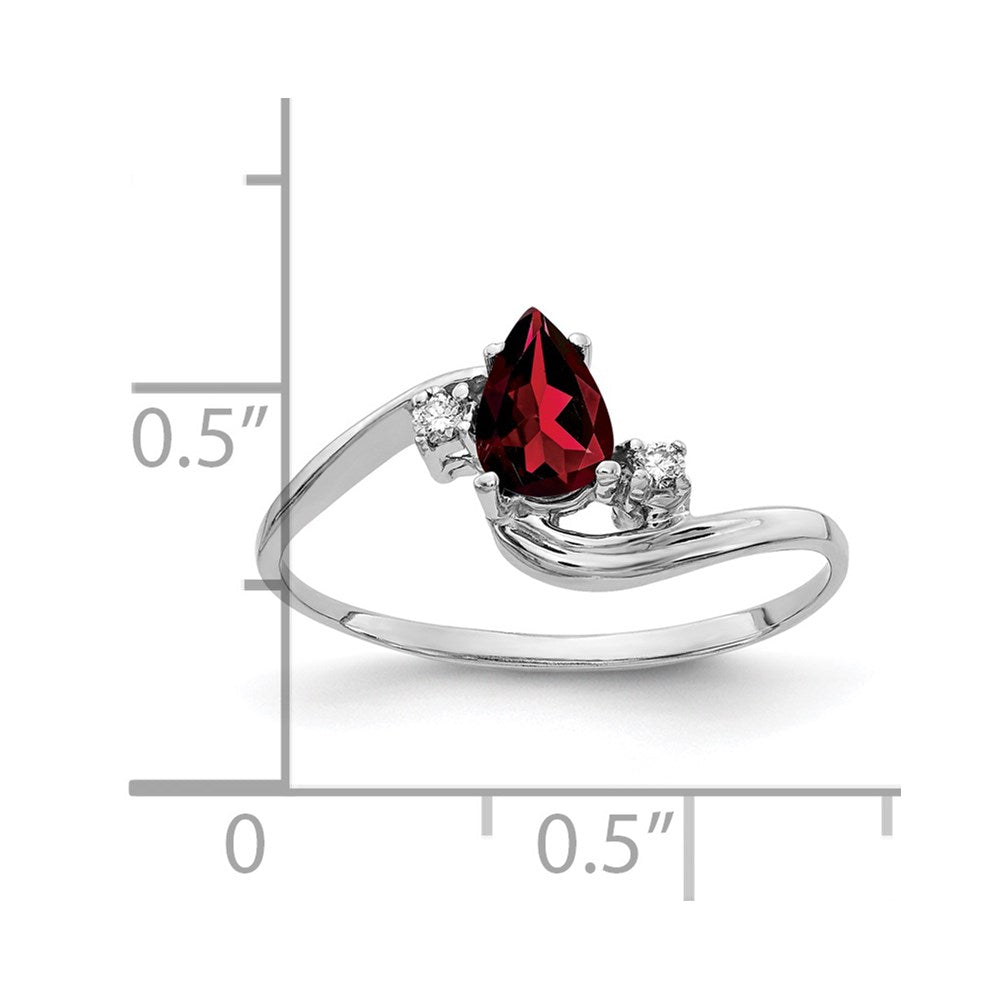 14k White Gold 6x4mm Pear Garnet Checker A Real Diamond ring