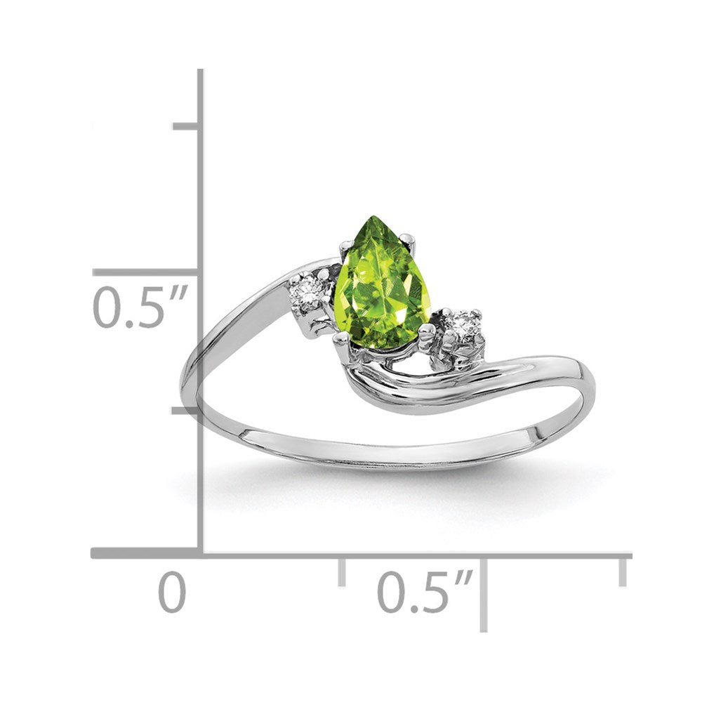 14k White Gold 6x4mm Pear Peridot Checker A Real Diamond ring