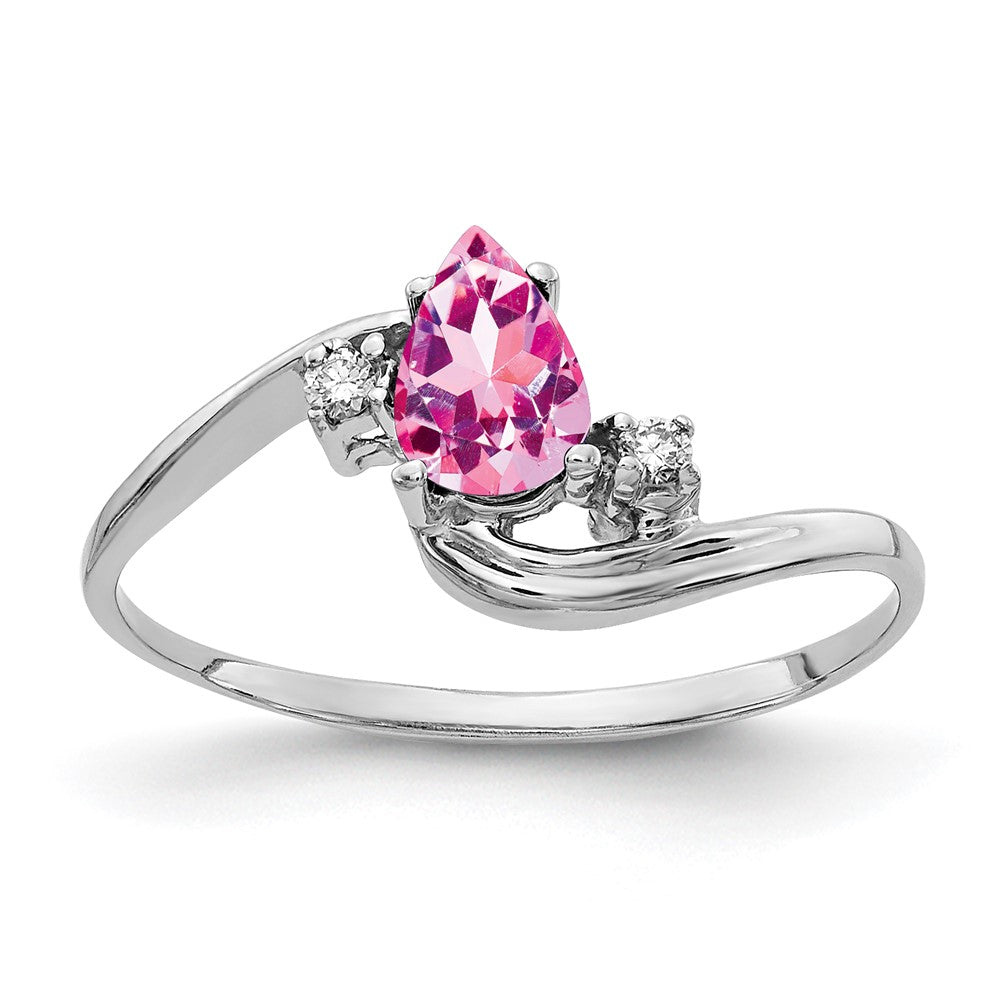 14k White Gold 6x4mm Pear Pink Sapphire A Real Diamond ring