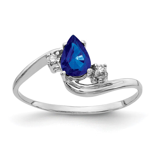 14k White Gold 6x4mm Pear Sapphire A Real Diamond ring