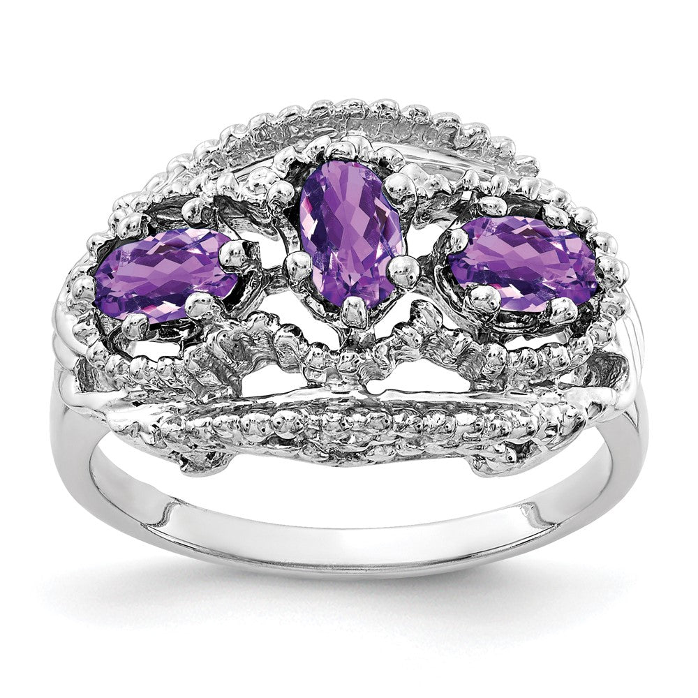 14k White Gold 5x3mm Oval Amethyst ring