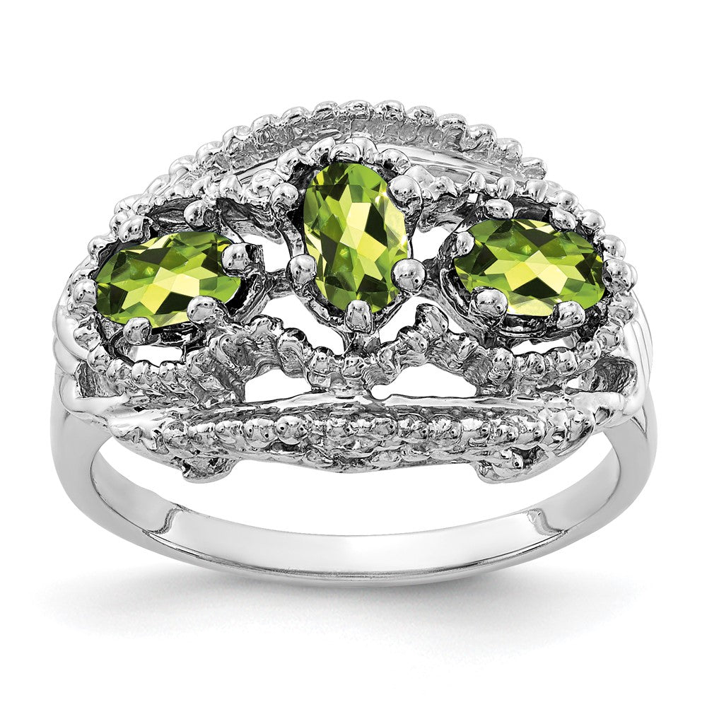 14k White Gold 5x3mm Oval Peridot ring