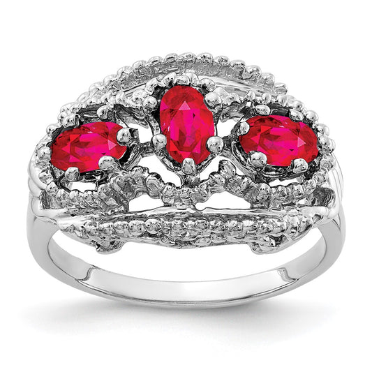 14k White Gold 5x3mm Oval Ruby ring