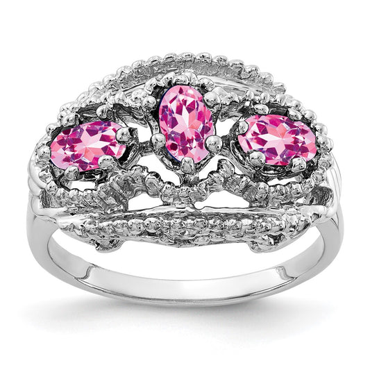 14k White Gold 5x3mm Oval Pink Sapphire Ring