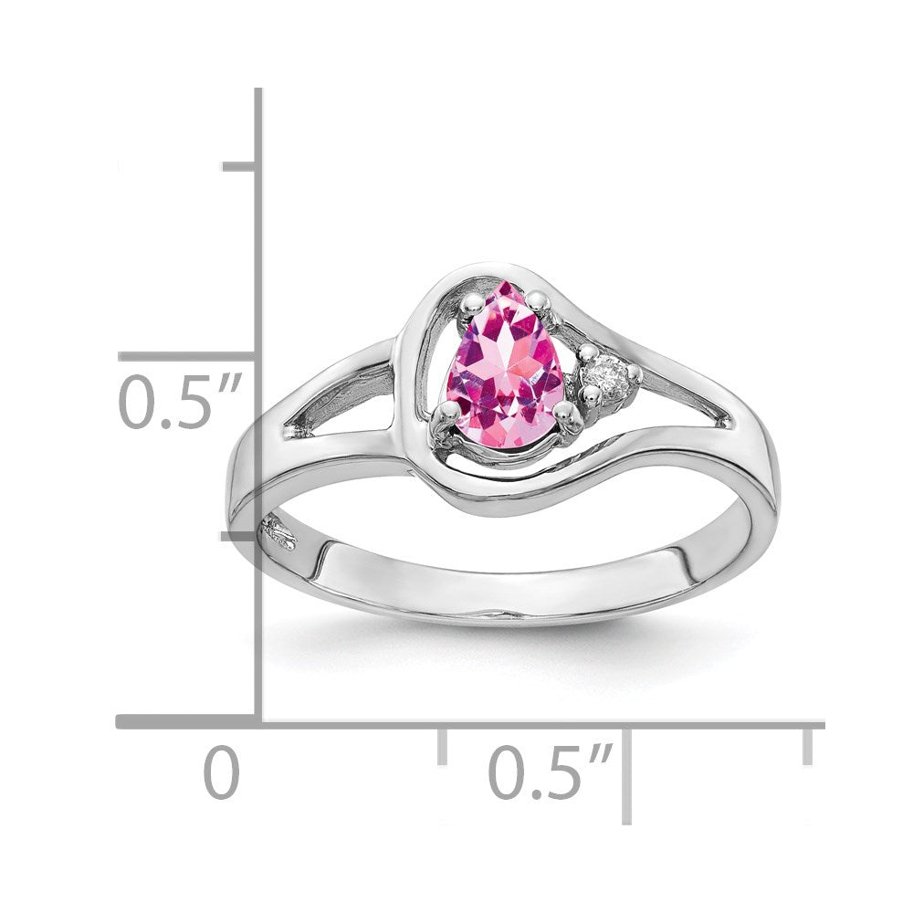 14k White Gold 6x4mm Pear Pink Sapphire A Real Diamond ring