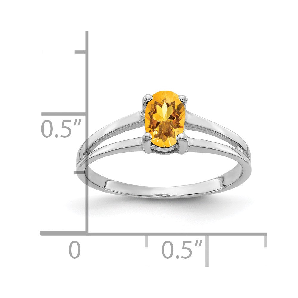 Solid 14k White Gold 6x4mm Oval Simulated Citrine Ring