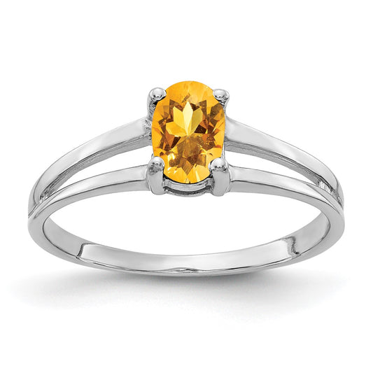 14k White Gold 6x4mm Oval Citrine ring