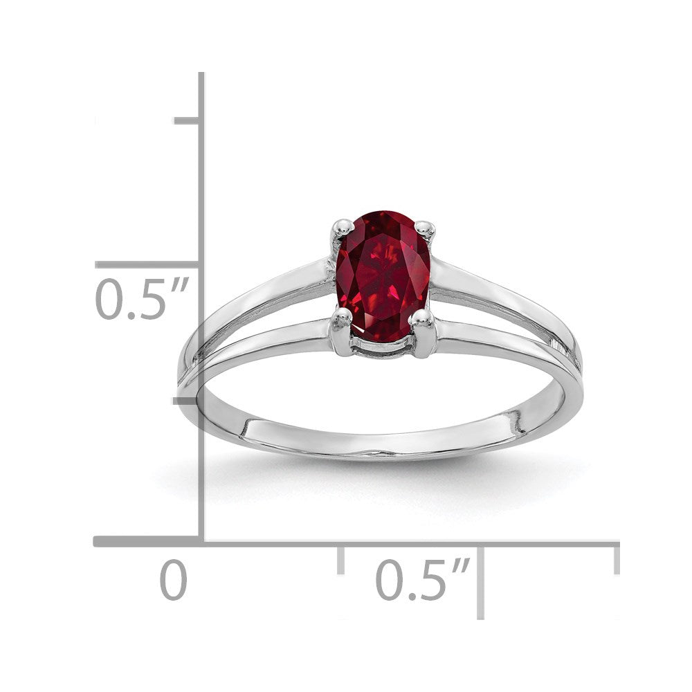 14k White Gold 6x4mm Oval Created Ruby ring