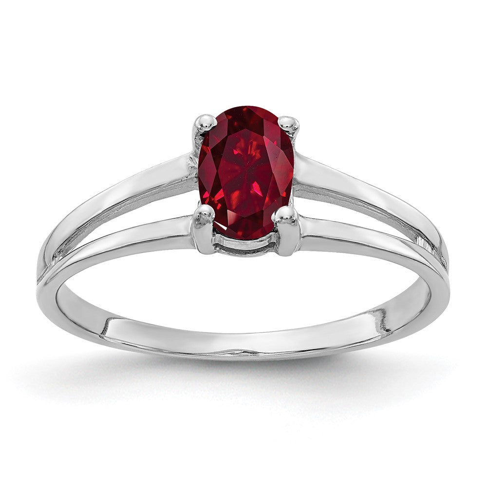 14k White Gold 6x4mm Oval Created Ruby ring