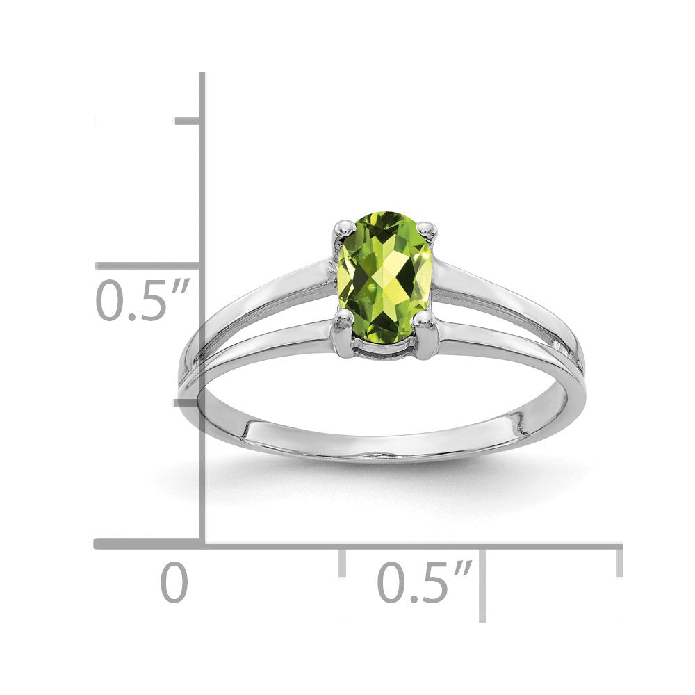 Solid 14k White Gold 6x4mm Oval Simulated Peridot Ring