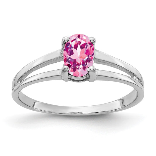 14k White Gold 6x4mm Oval Pink Sapphire ring