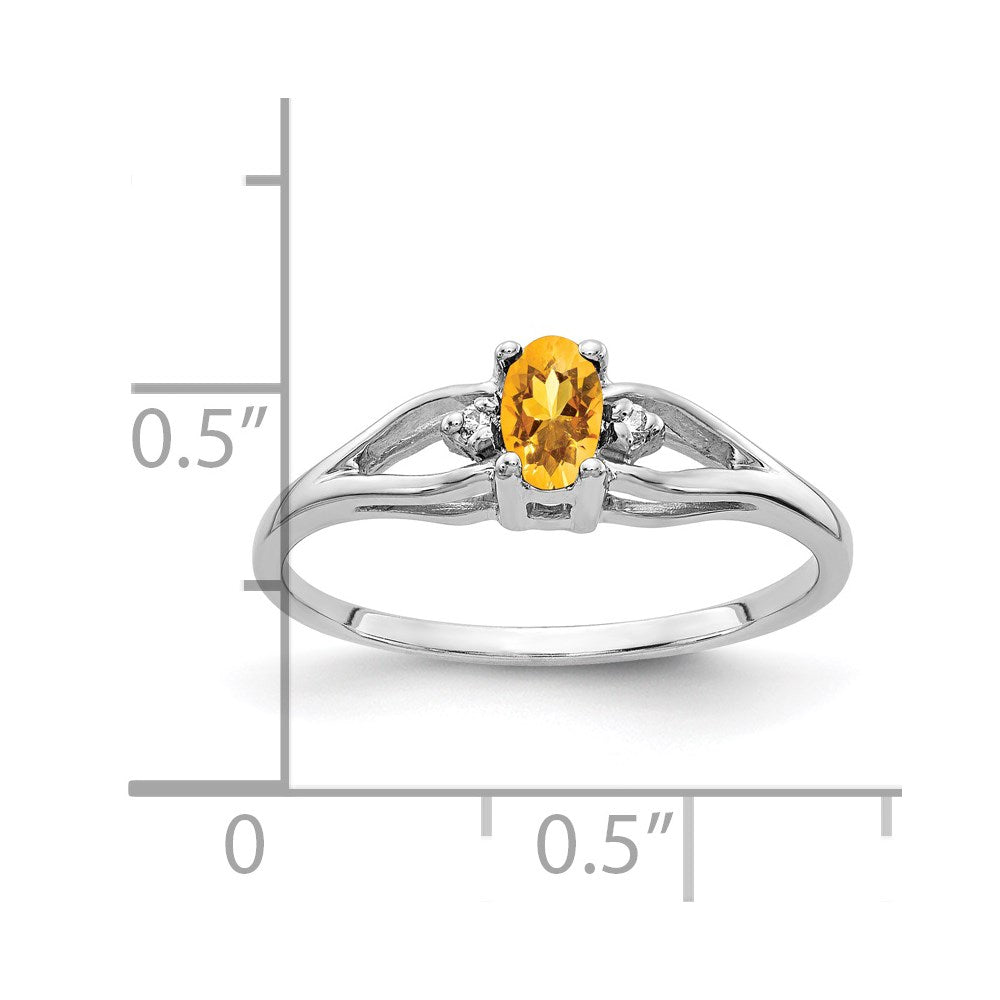 Solid 14k White Gold 5x3mm Oval Simulated Citrine AAA CZ Ring