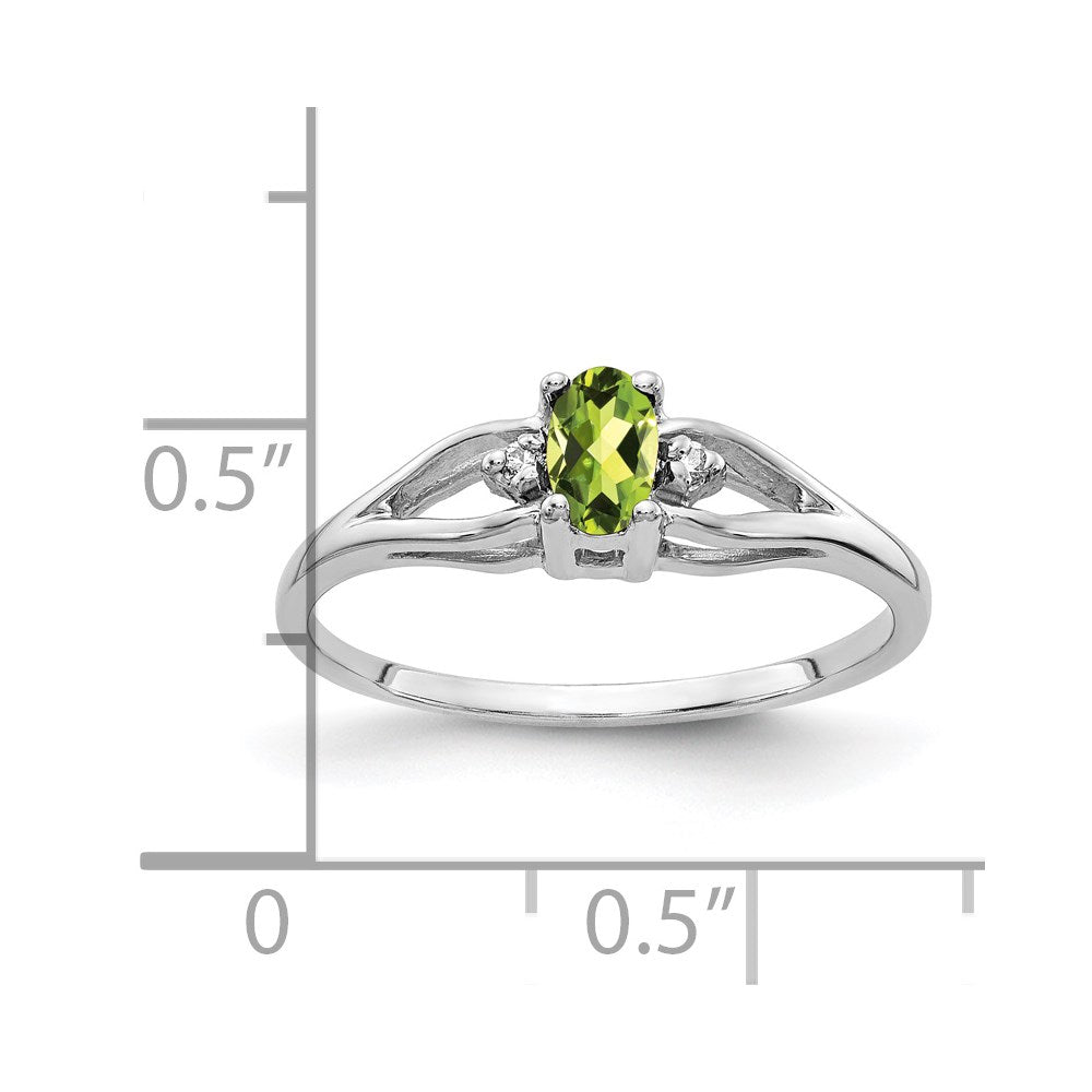 Solid 14k White Gold 5x3mm Oval Simulated Peridot A CZ Ring