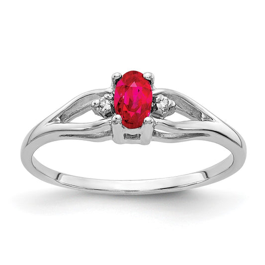 14k White Gold 5x3mm Oval Ruby A Real Diamond ring