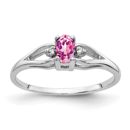 14k White Gold 5x3mm Oval Pink Sapphire A Real Diamond ring