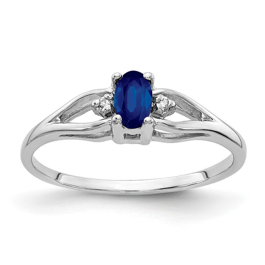 14k White Gold 5x3mm Oval Sapphire A Real Diamond ring