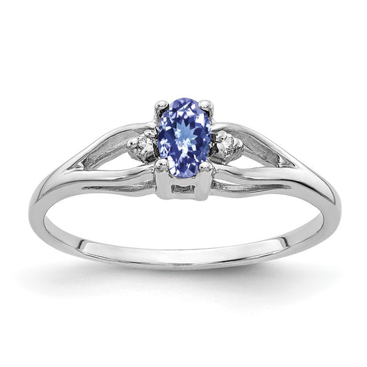 14k White Gold 5x3mm Oval Tanzanite A Diamond ring