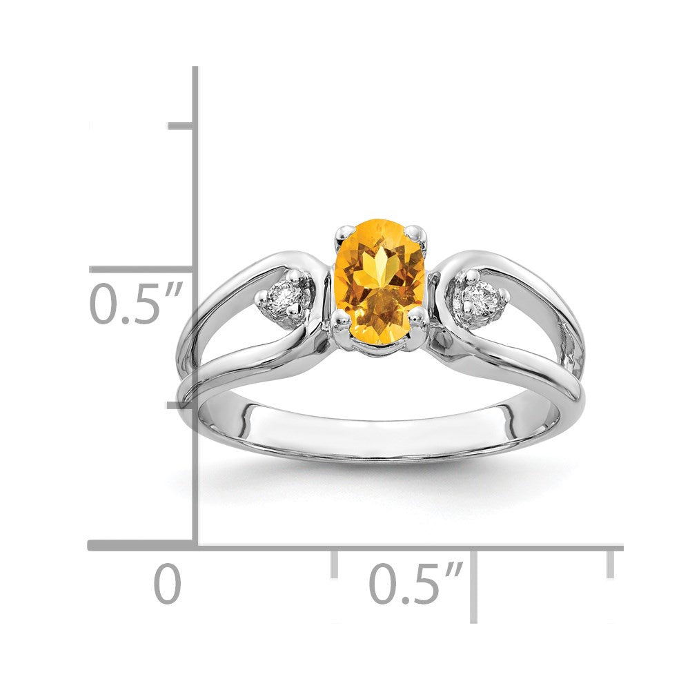 Solid 14k White Gold 6x4mm Oval Simulated Citrine ChecKer A CZ Ring