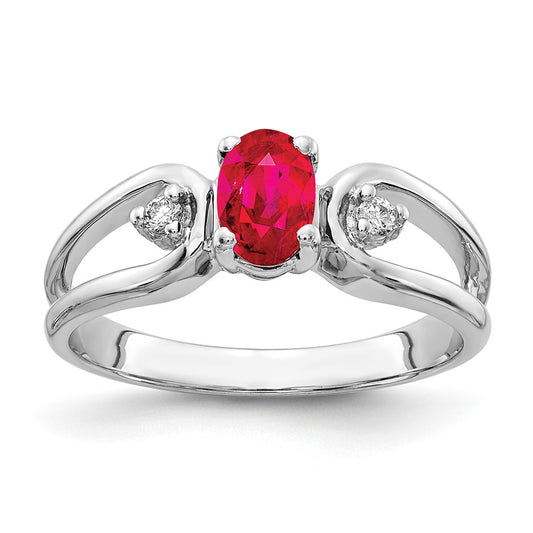 14k White Gold 6x4mm Oval Ruby VS Real Diamond ring