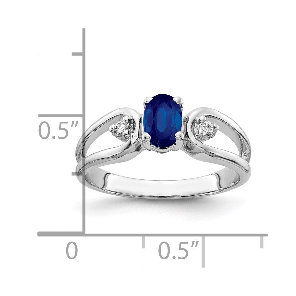 14k White Gold 6x4mm Oval Sapphire AA Real Diamond ring