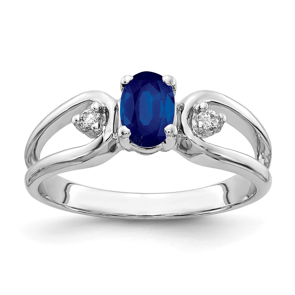 14k White Gold 6x4mm Oval Sapphire VS Real Diamond ring