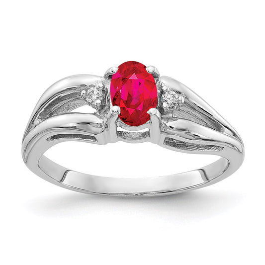 14k White Gold 6x4mm Oval Ruby A Real Diamond ring