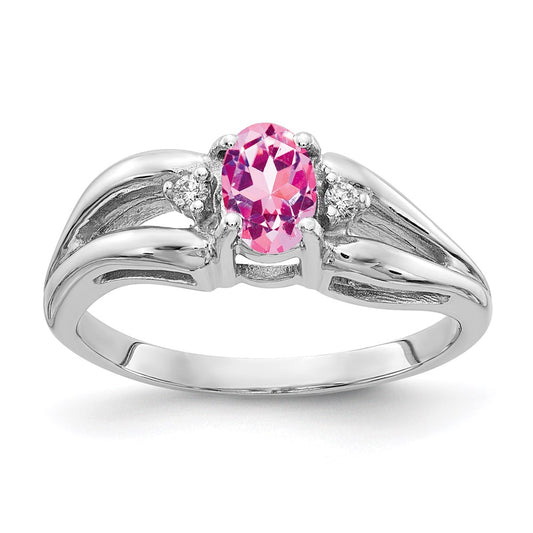 14k White Gold 6x4mm Oval Pink Sapphire A Real Diamond ring