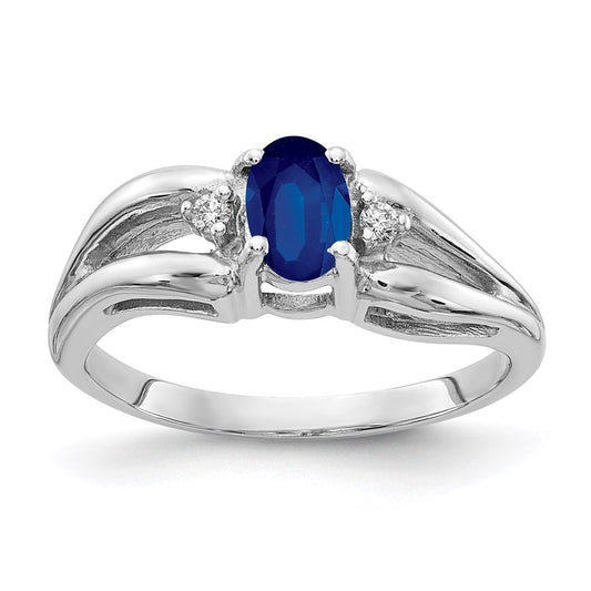 14k White Gold 6x4mm Oval Sapphire A Real Diamond ring