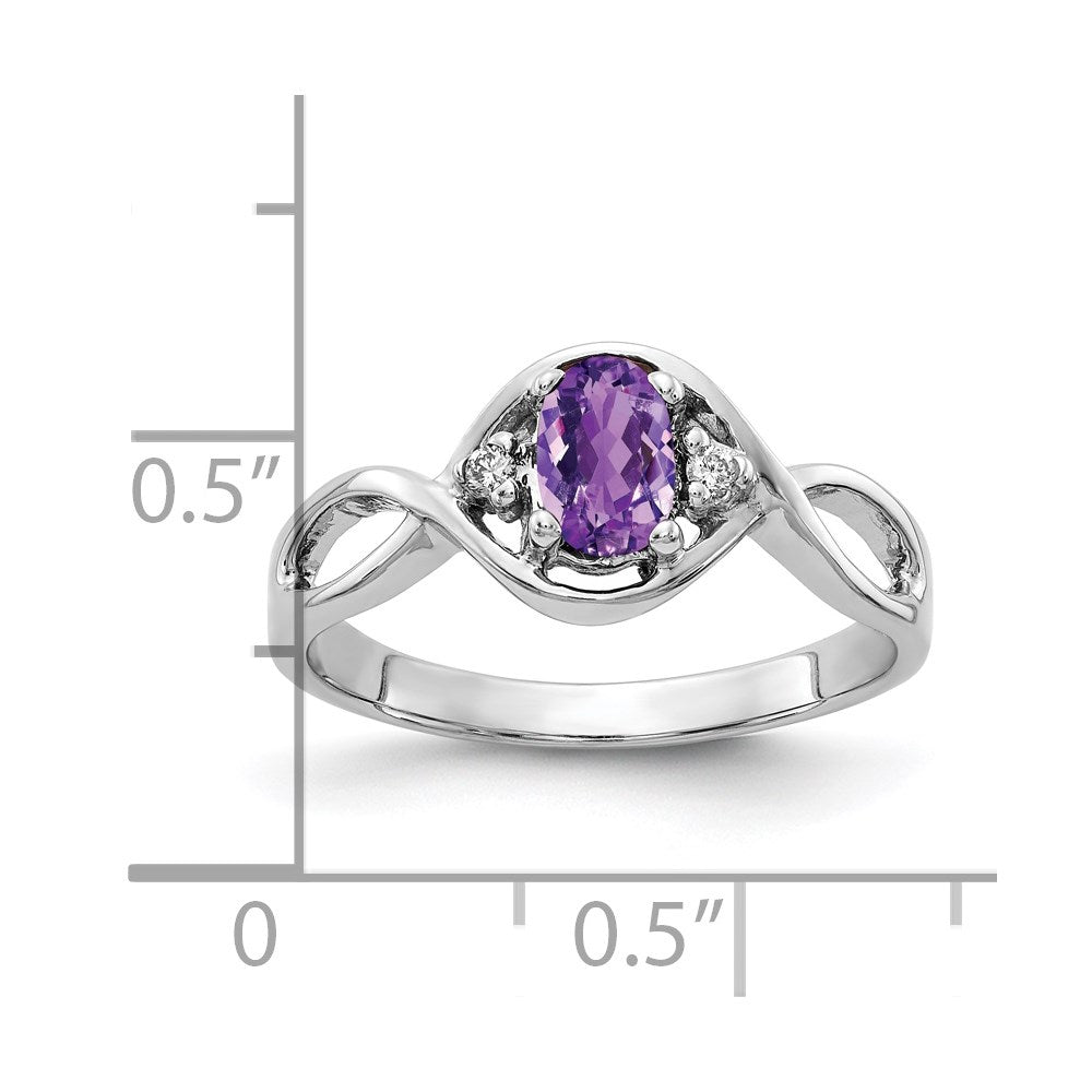 Solid 14k White Gold 6x4mm Oval Simulated Amethyst AAA CZ Ring