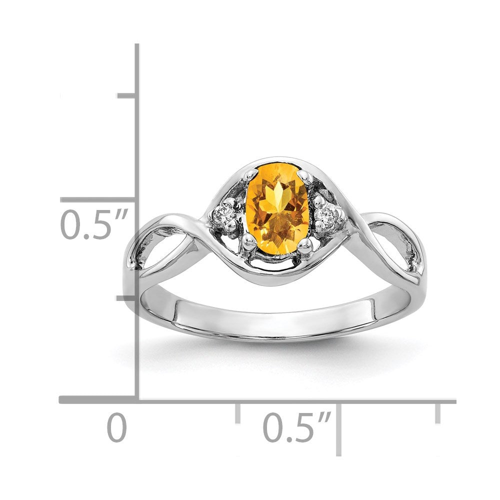 Solid 14k White Gold 6x4mm Oval Simulated Citrine ChecKer A CZ Ring