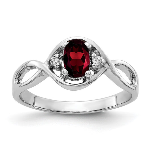 14k White Gold 6x4mm Oval Garnet Checker A Real Diamond ring