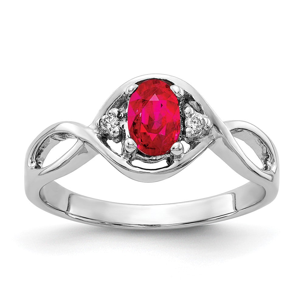 14k White Gold 6x4mm Oval Ruby A Real Diamond ring