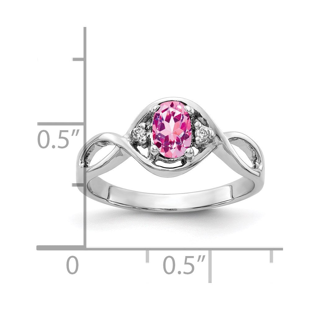 14k White Gold 6x4mm Oval Pink Sapphire VS Real Diamond ring