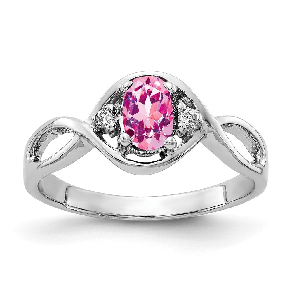 14k White Gold 6x4mm Oval Pink Sapphire VS Real Diamond ring