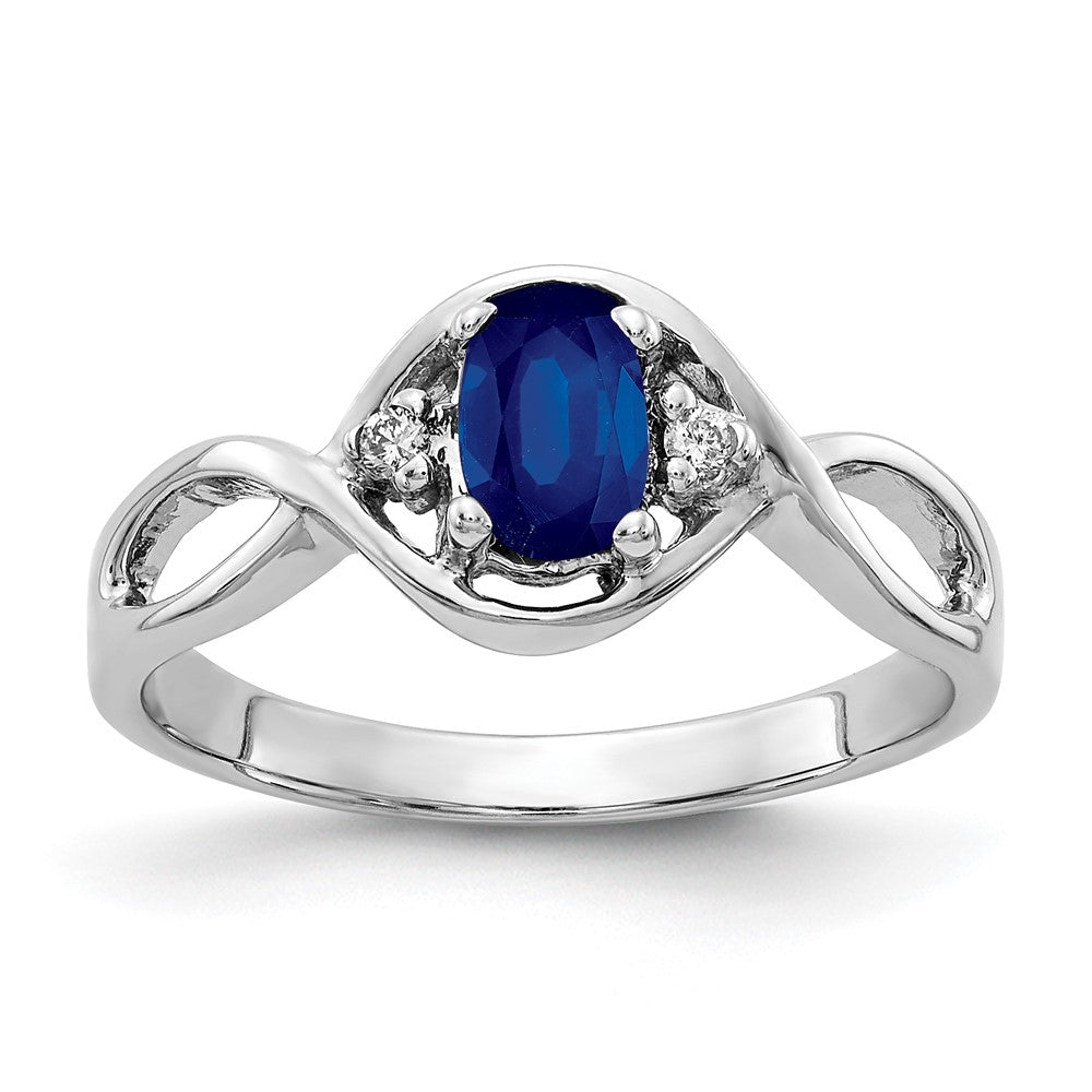 14k White Gold 6x4mm Oval Sapphire A Real Diamond ring