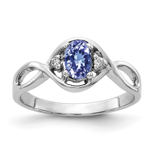 14k White Gold 6x4mm Oval Tanzanite A Diamond ring