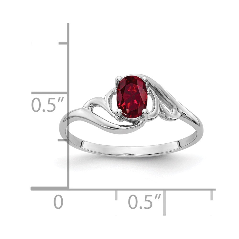 14k White Gold 6x4mm Oval Created Ruby ring