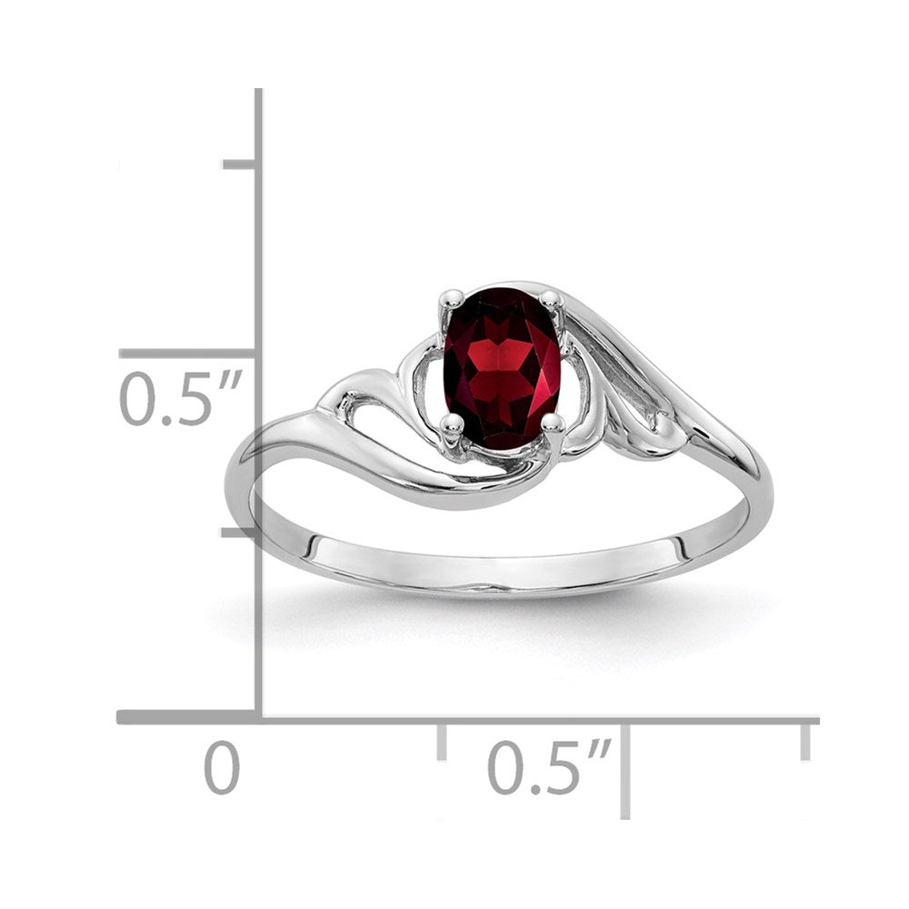 14k White Gold 6x4mm Oval Garnet Checker ring