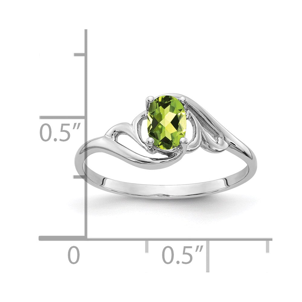 14k White Gold 6x4mm Oval Peridot Checker ring