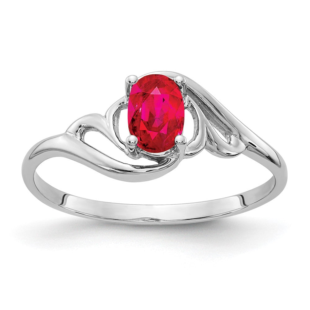 14k White Gold 6x4mm Oval Ruby ring