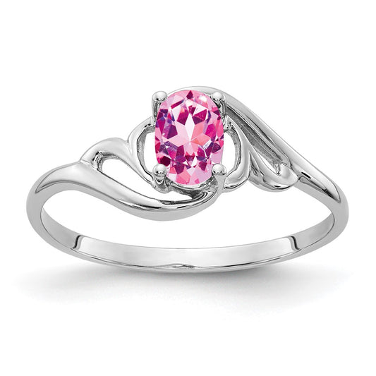 14k White Gold 6x4mm Oval Pink Sapphire ring