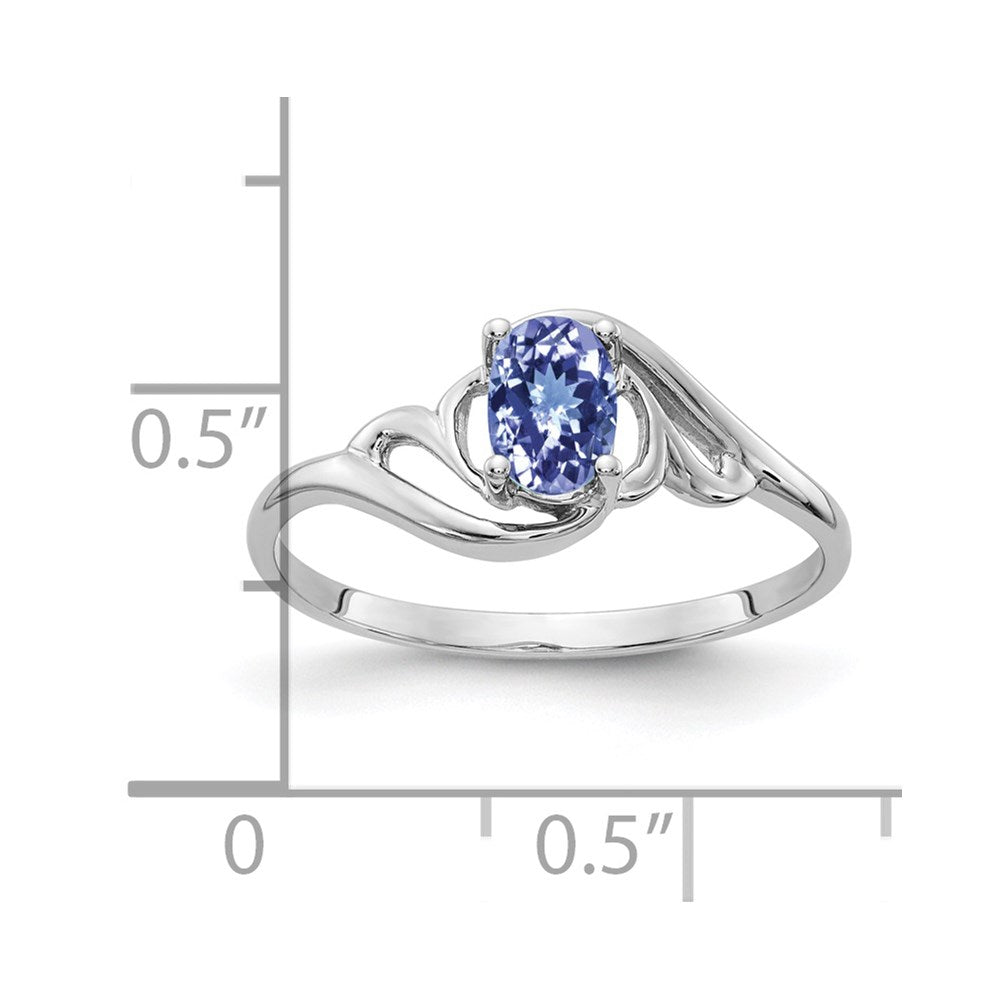 14k White Gold 6x4mm Oval Tanzanite ring