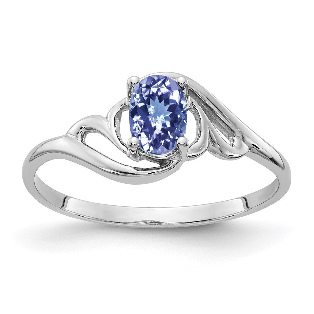 14k White Gold 6x4mm Oval Tanzanite ring